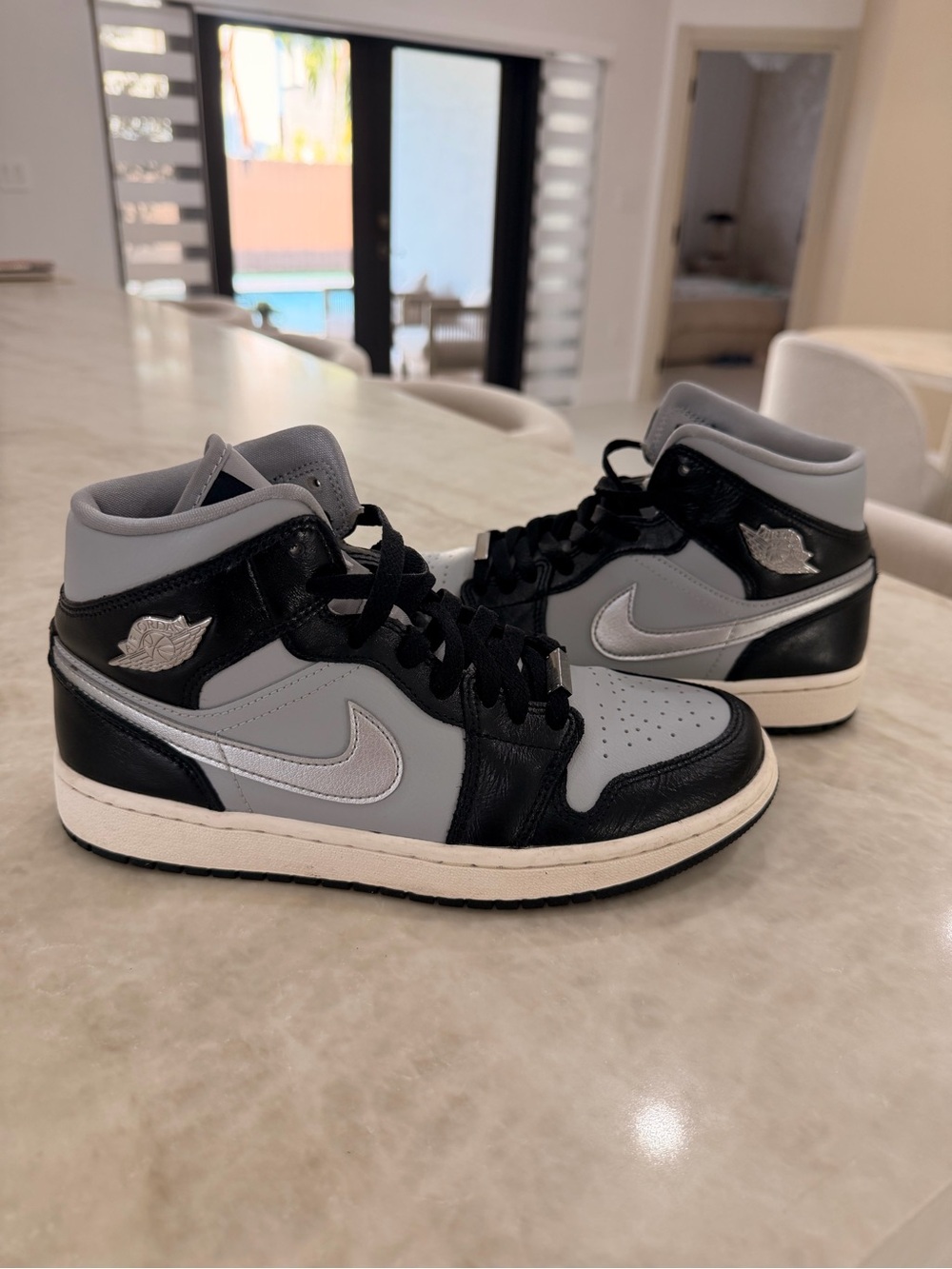 Nike Grey and Black Mid-Top Sneakers